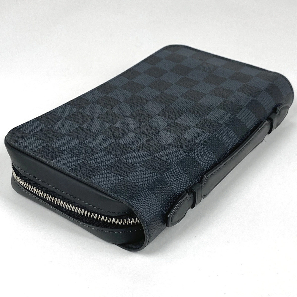 Louis Vuitton Damier Cobalt Noir Wallet Blue Long Black Zipper Zippy Round